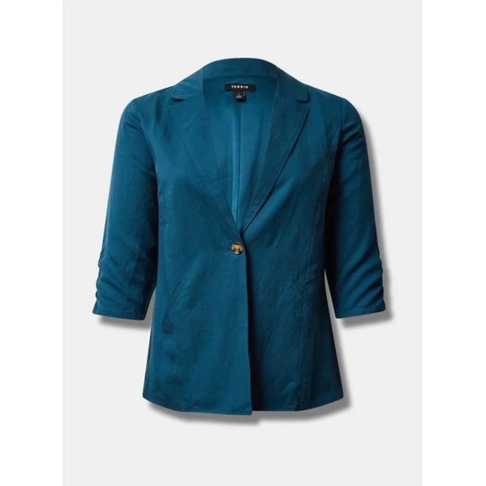 Torrid Studio Linen Blazer Legion‎ Blue Size 5 (5X) Lightweight
